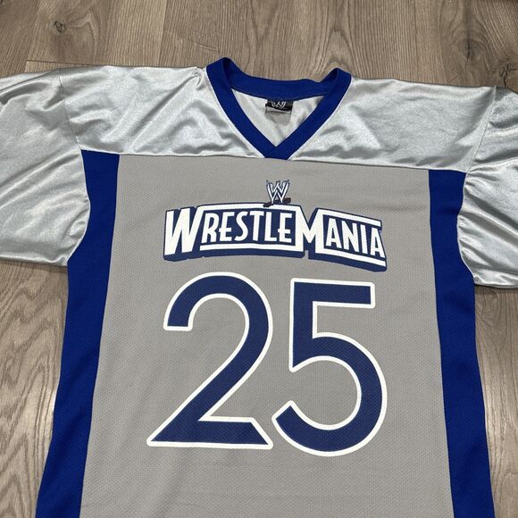 WRESTLE MANIA WWF - HOUSTON 25th Anniversary Mens M Football Jersey - Picture 2 of 8